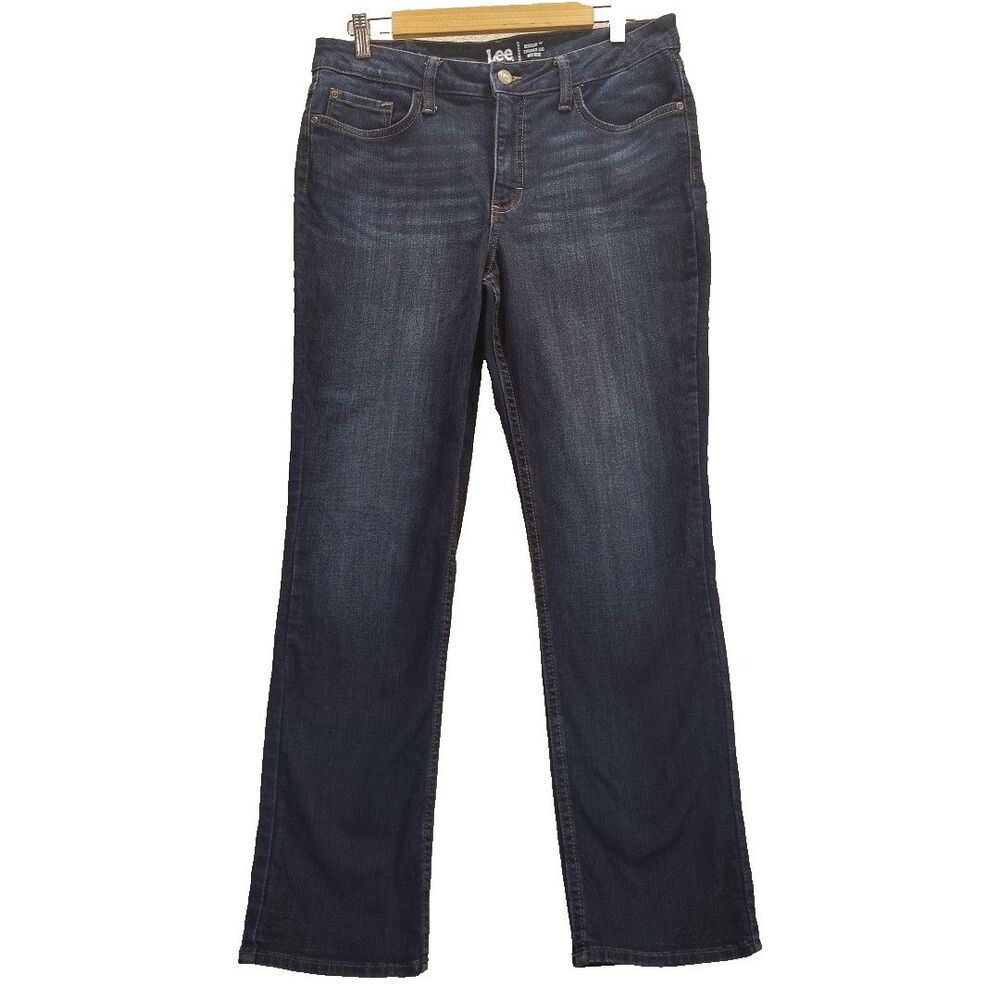 Lee Womens Jeans Sz 12M Regular Fit Straight Leg Mid Rise Dark Blue Wash